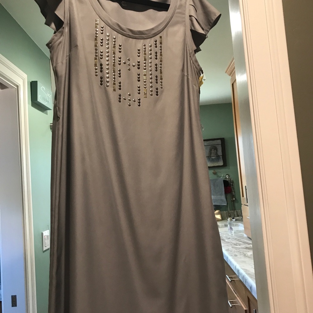 Silver Banana Republic Dress w studs & belt