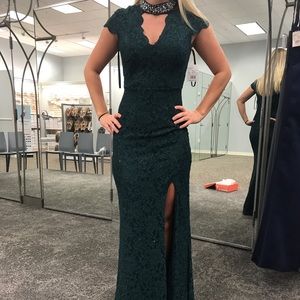 Hunter green floor length dress
