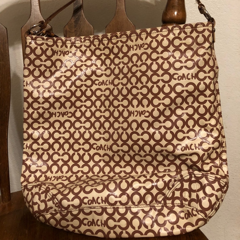 Brown & tan vinyl Coach should bag