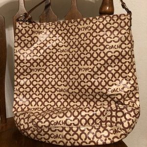 Brown & tan vinyl Coach should bag