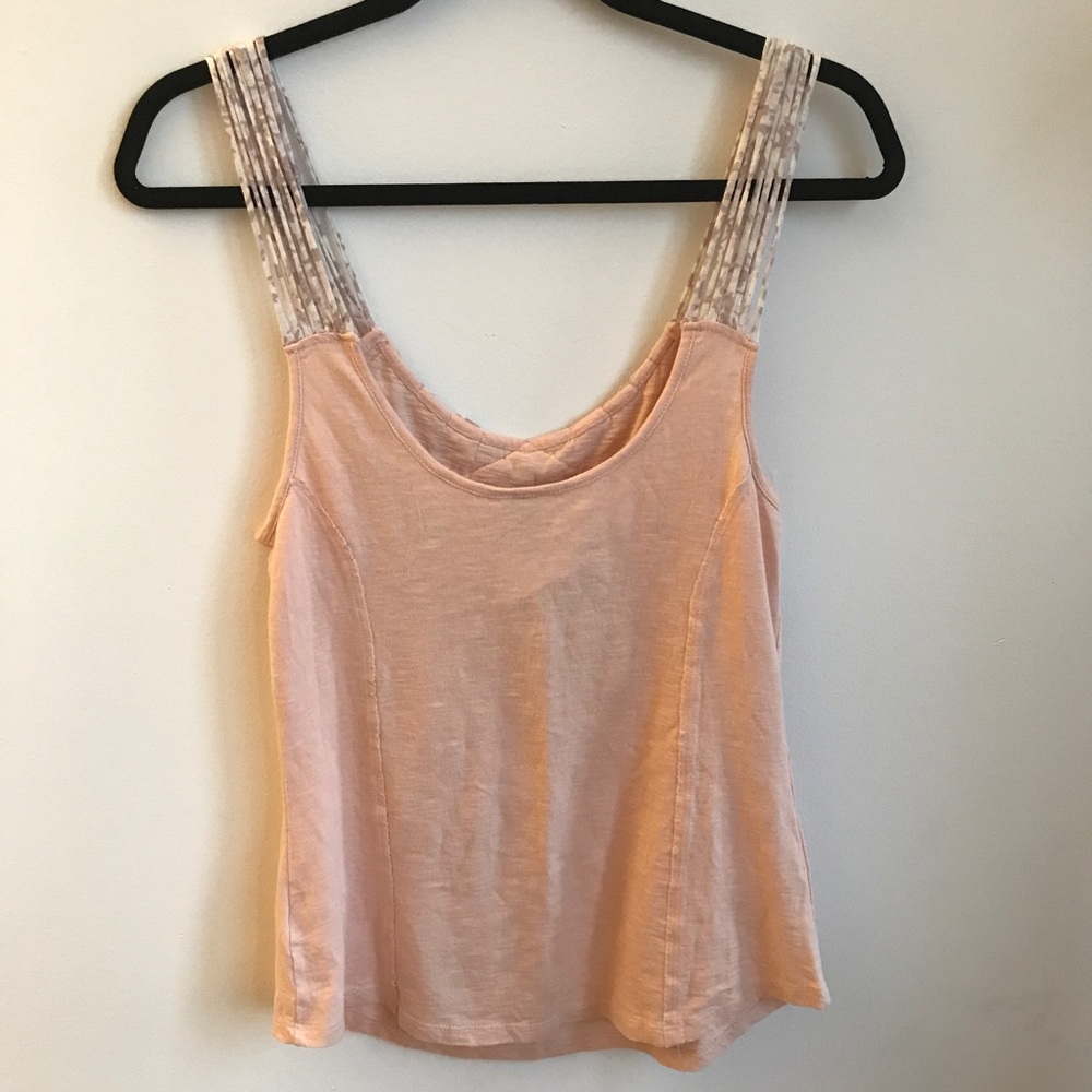 Free People Braided Strappy Halter Tank Top S-M NWT! SPACE DYE Pretty Peach Pink - Picture 3 of 3