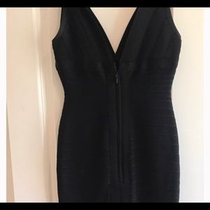 Herve Leger V Neck Bandage Black Mini Dress