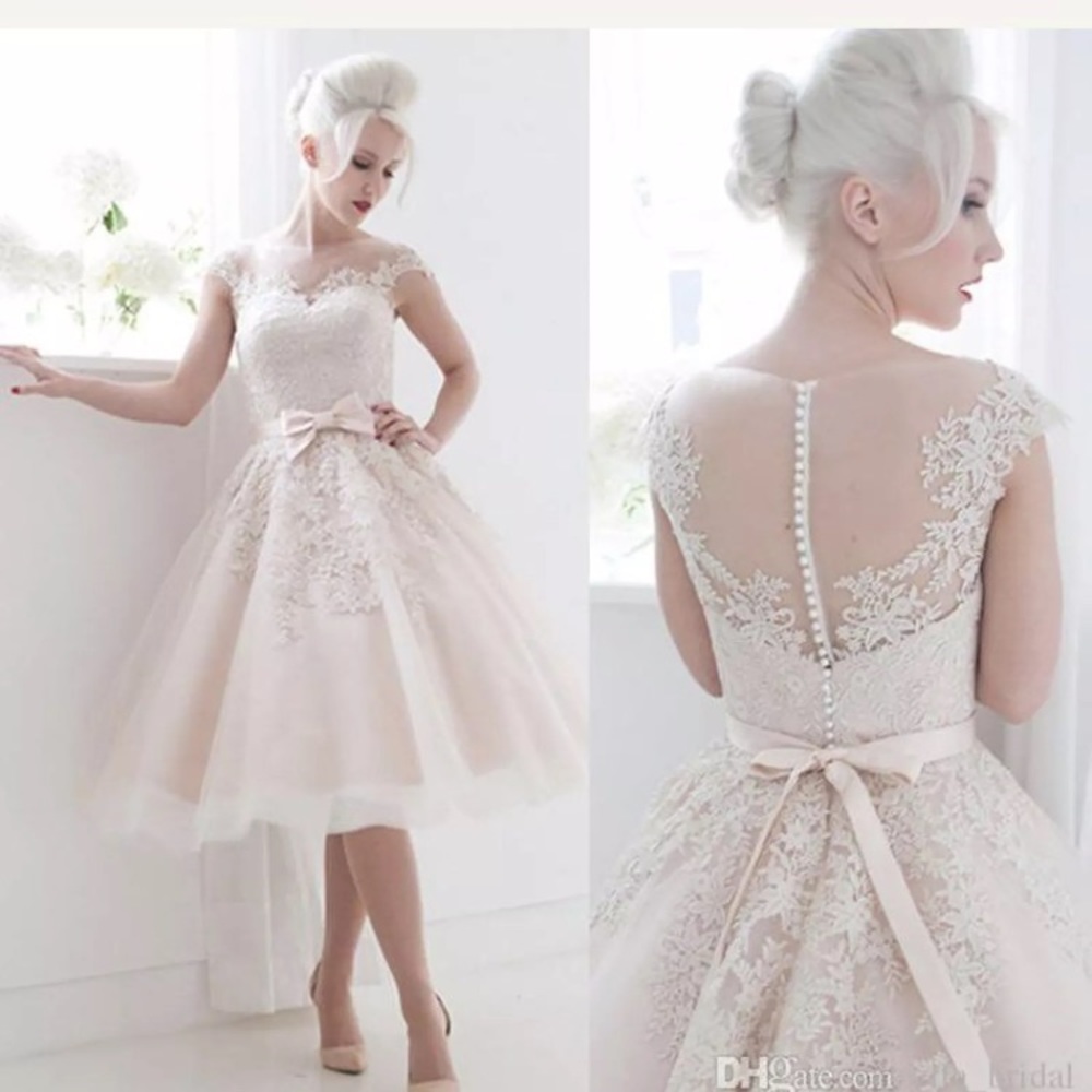 Ivory length tea wedding dress