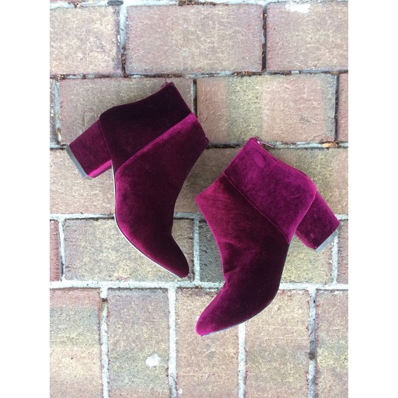 Shoes - NWT Maroon Burgundy Velvet Heeled Ankle Boots