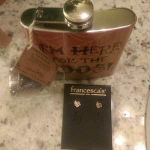 Francesca's flask and earrings