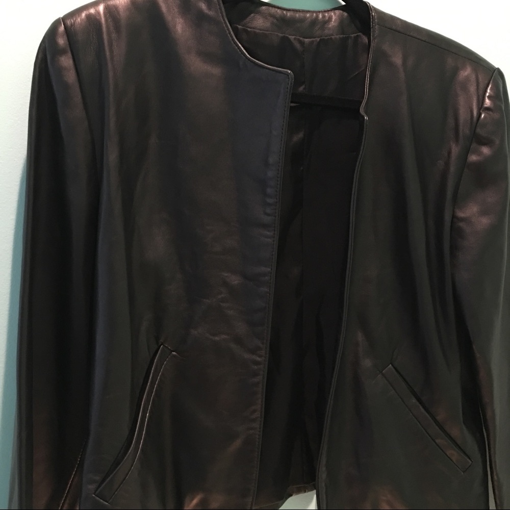 🆕🌸 Women’s Butter Soft Black Open Front Leather Jacket XS NWOT Genuine Leather - Picture 2 of 5