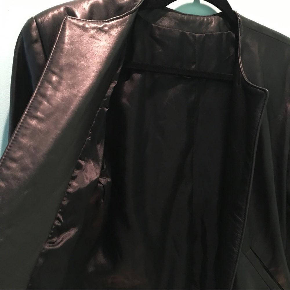 🆕🌸 Women’s Butter Soft Black Open Front Leather Jacket XS NWOT Genuine Leather - Picture 3 of 5