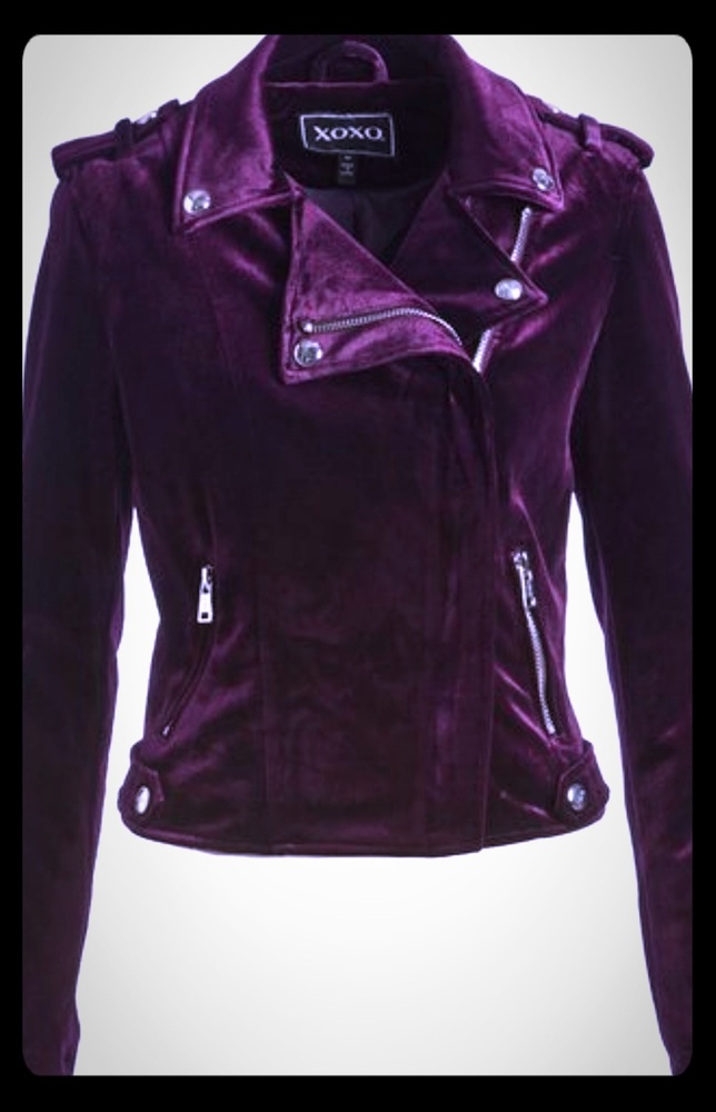 Purple Velvet Moto Jacket NWT
