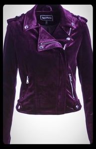 Purple Velvet Moto Jacket NWT