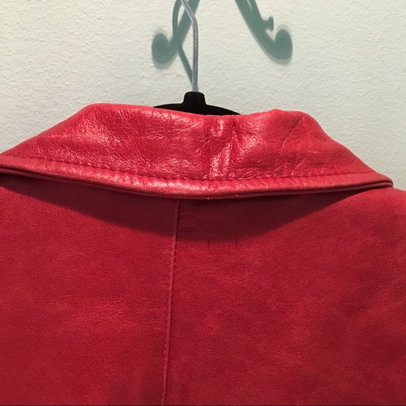 ππΈ Womens Red Zip Up Leather Jacket S NWOT Genuine Leather NEW - Picture 6 of 8