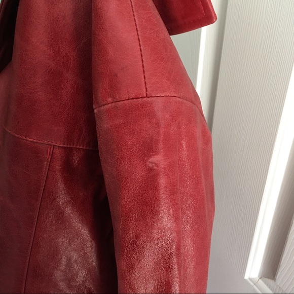 ππΈ Womens Red Zip Up Leather Jacket S NWOT Genuine Leather NEW - Picture 8 of 8