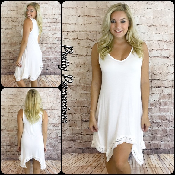 SALE‼️ Ivory White Crochet Trim Jersey Tunic Dress - Picture 6 of 6