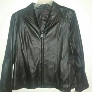 Ladies black leather jacket