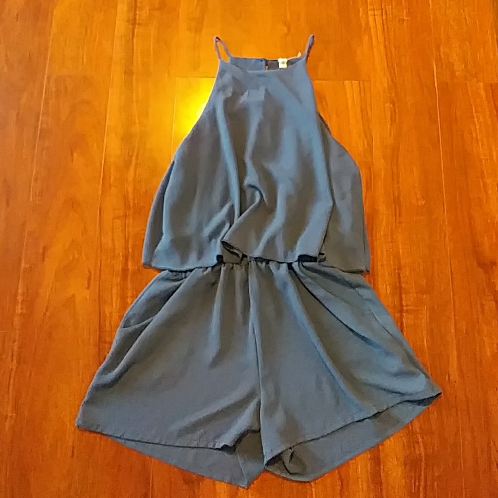 Super cute blue spaghetti strap romper