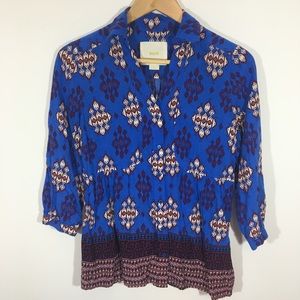 Anthropologie Maeve Woodland Walk Button Top Sz 6 Anthropologie Maeve Woodland Walk Button Top Sz 6