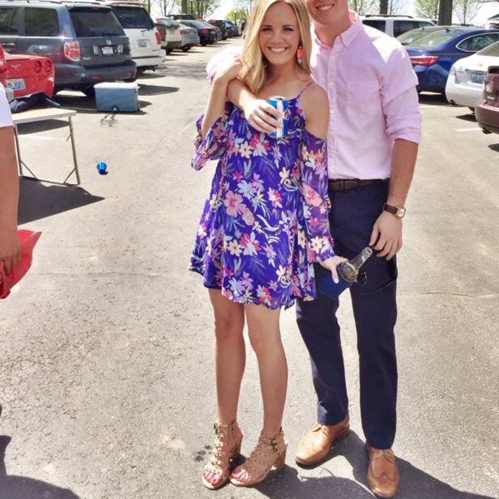 Love and fire floral open shoulder dress