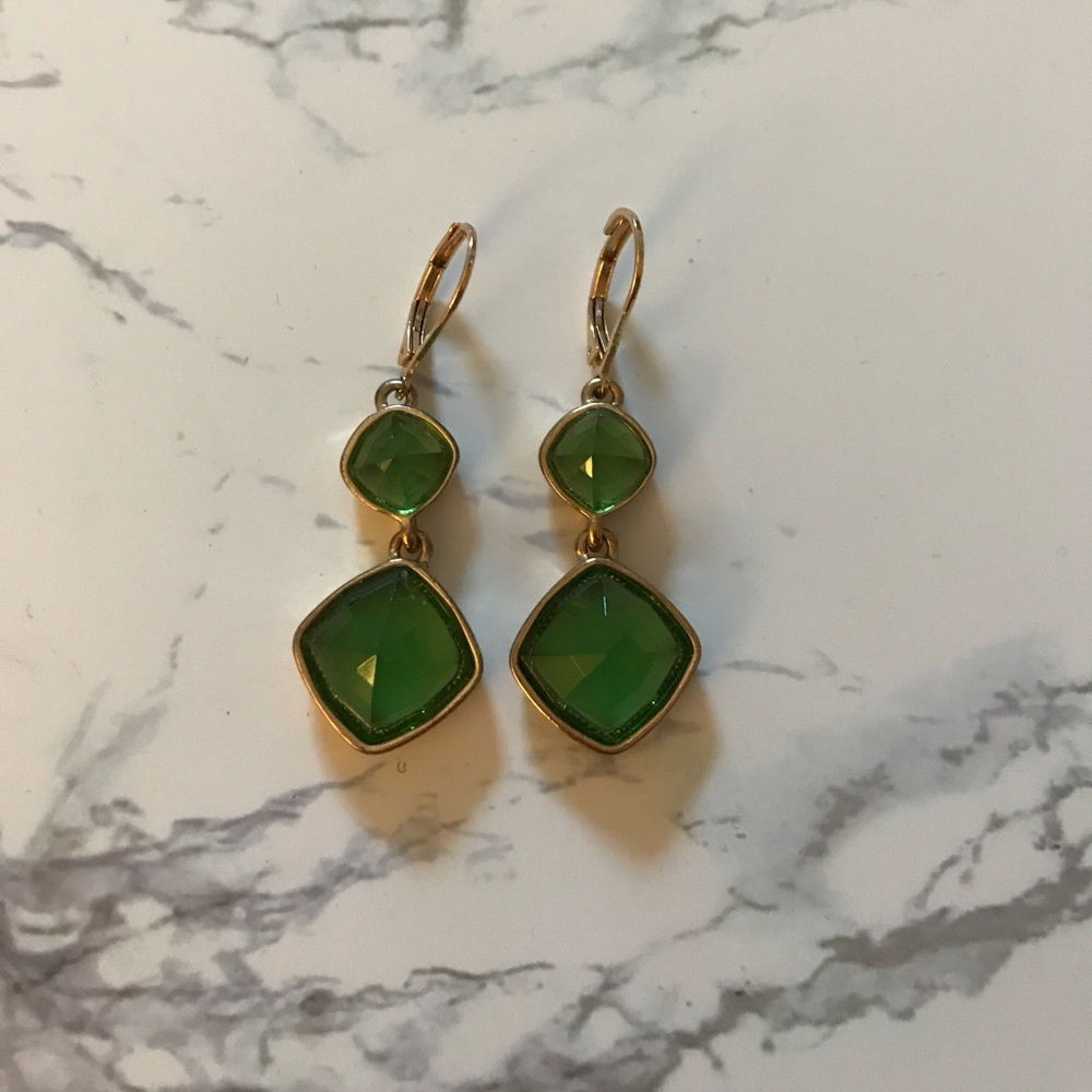 Green drop earrings