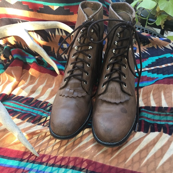 tassel lace up boots