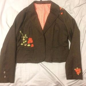 Brown Embroidered Blazer for Fall Brown Embroidered Blazer for Fall