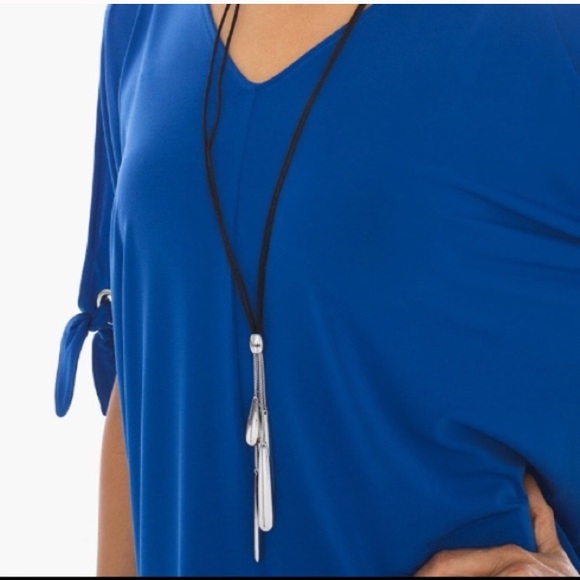 Chicos silver &black lariat necklace - Picture 2 of 6