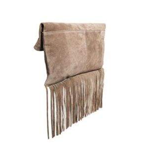 ASOS Foldover Suede Fringe Clutch Bag ASOS Foldover Suede Fringe Clutch Bag