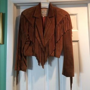 Brown suede jacket.  With fringe.