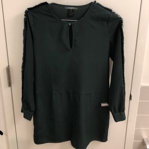 Scoop NYC dark green long sleeve dress, S