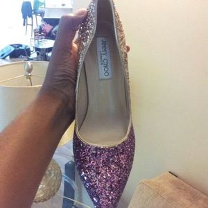 Sequin pink and gold shoes. Jimmy Choo.