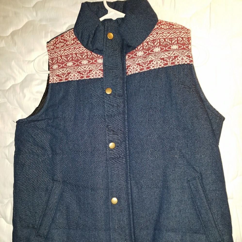 Denim puffer vest