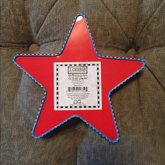 2 Grrrls star shape metal tin box, clear window - Picture 3 of 4
