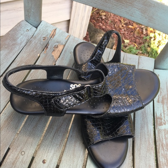 Women's S.A.S Tripad Black Textured Sandals 10N - Picture 1 of 4