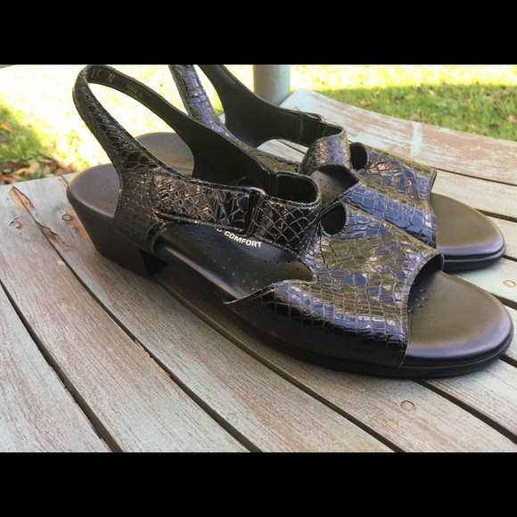 Women's S.A.S Tripad Black Textured Sandals 10N - Picture 2 of 4