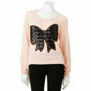 🆕 w. Tags Sequin Holiday Sweater Bow Pink/Black
