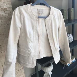LOFT White/Cream Denim-Like Jacket