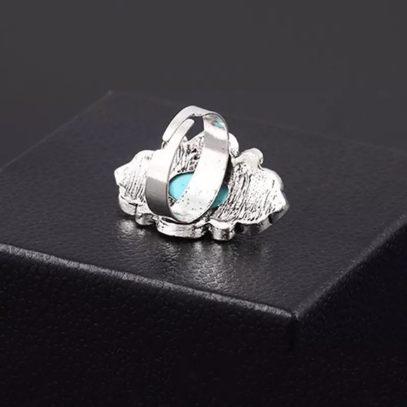 🌺TEAL TURQUOISE ADJUSTABLE BOHO CHIC RING GYPSY - Picture 3 of 5