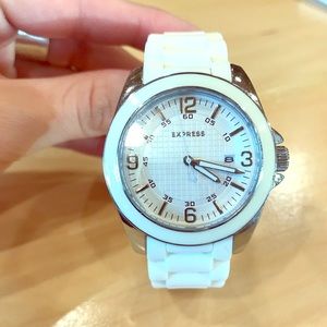 Express White and Silver Wrist Watch Bracelet Express White and Silver Wrist Watch Bracelet