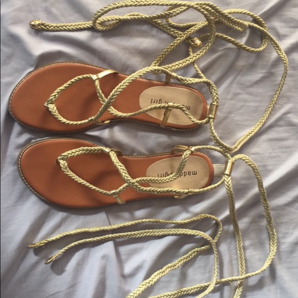 MADDEN GIRL * Gold Lace Up Sandals
