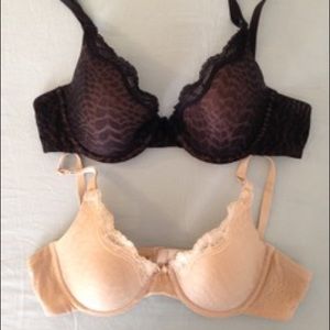 Two Maidenform Demi cup t-shirt bras, both 34B.