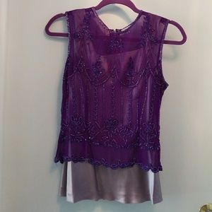 Sequined top with silk lining cami
