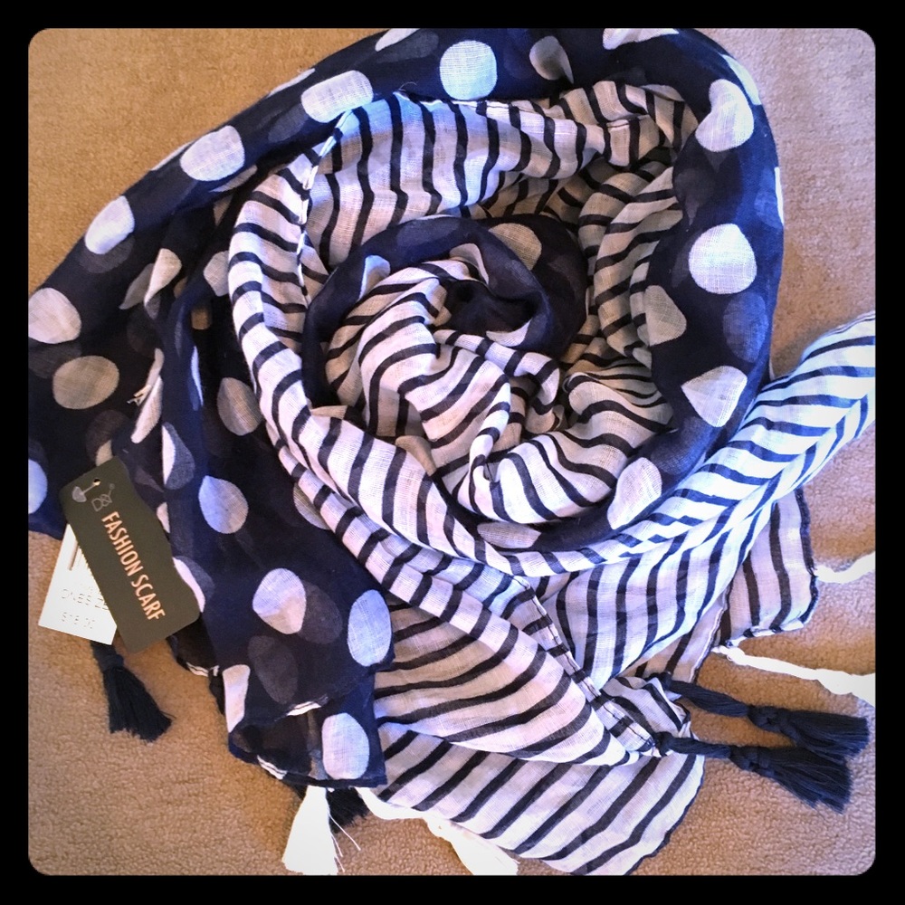 Navy and white scarf
