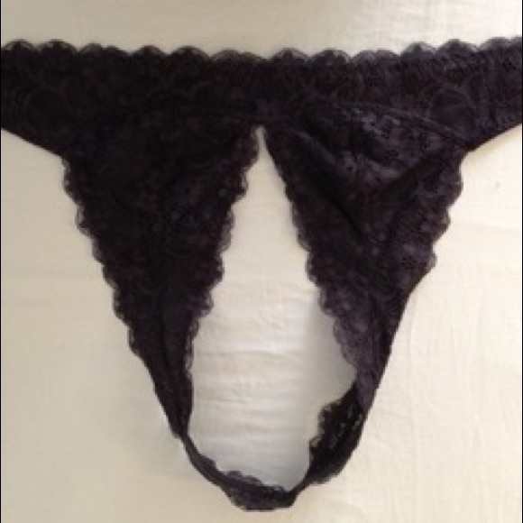 Macy's Other - Black lace halter bralette, size small.