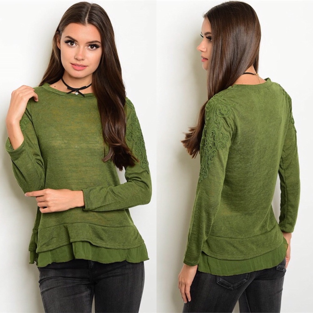Olive / Army Green Knit Top - Picture 2 of 5