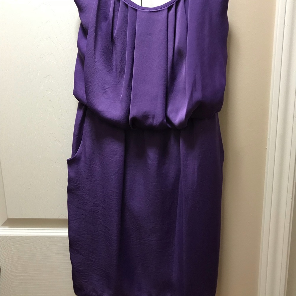 Blousy pretty in purple mini dress