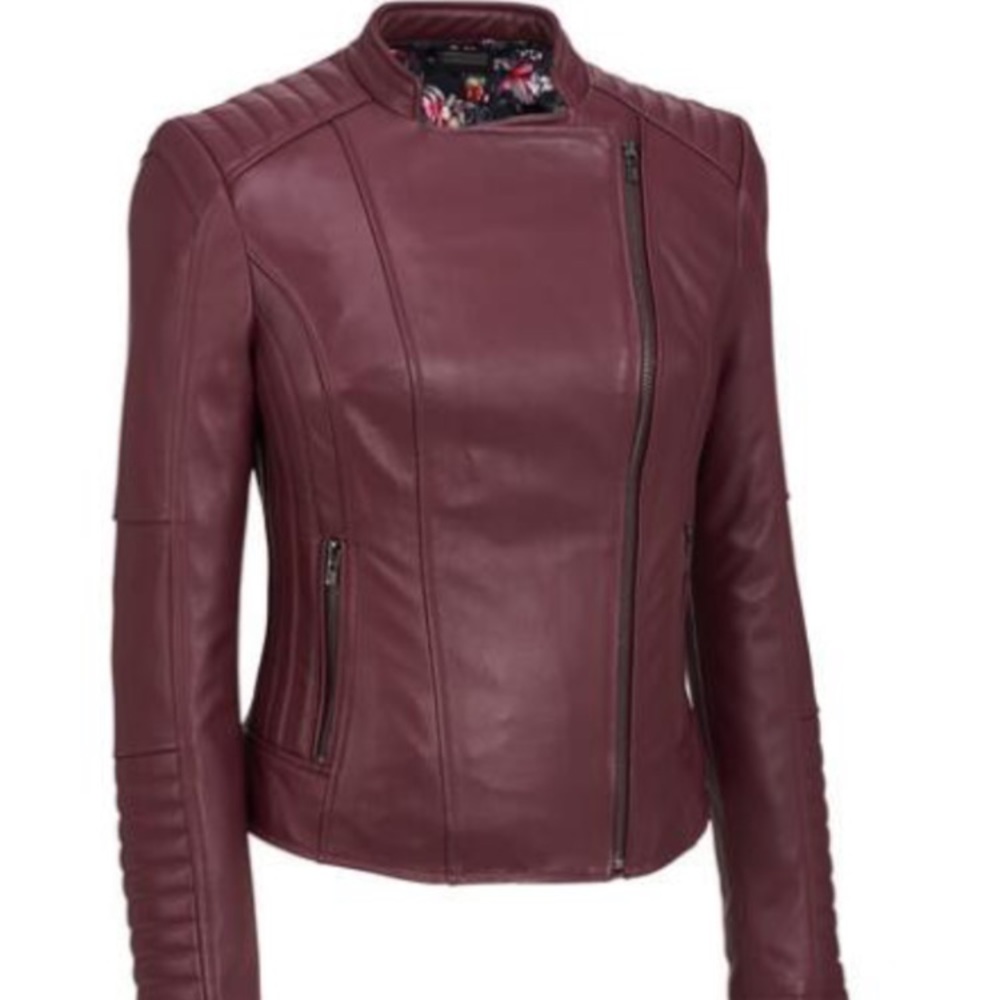 Wilsons 100% Leather Burgundy MOTO JACKET W/QUILT - Picture 2 of 4