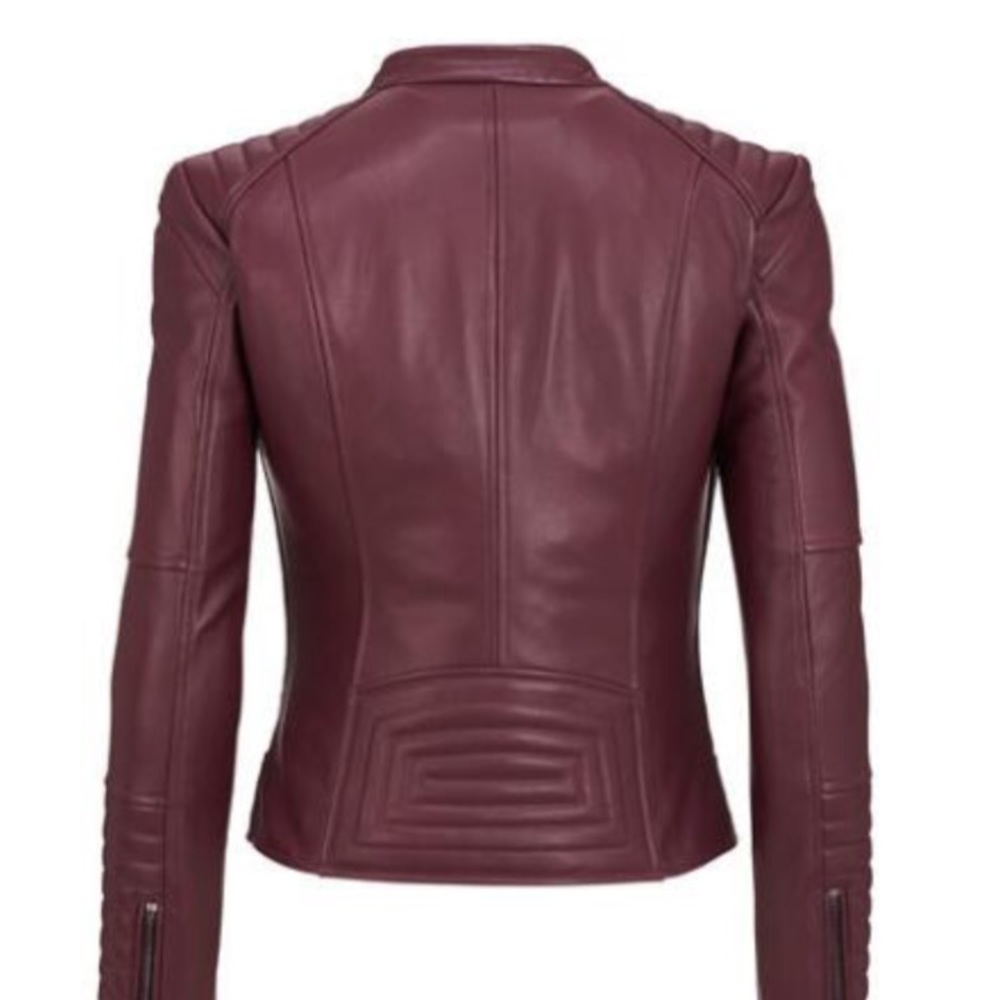 Wilsons 100% Leather Burgundy MOTO JACKET W/QUILT - Picture 3 of 4