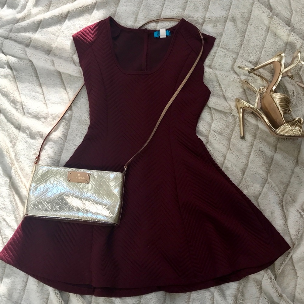 NWOT Francesca's wine colored fit & flare dress