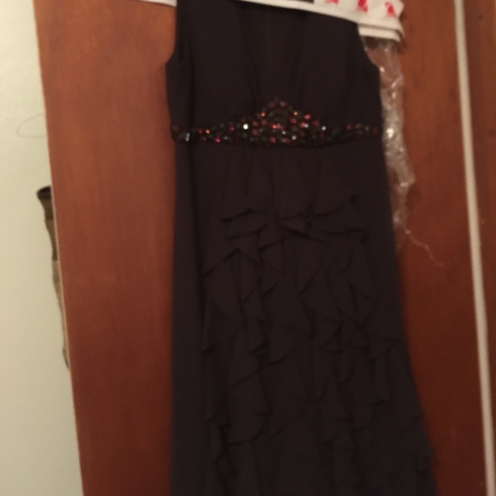 Brown ruffled cocktail dress