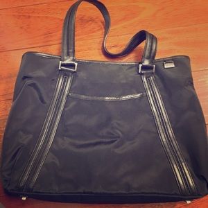 Black microfiber tote