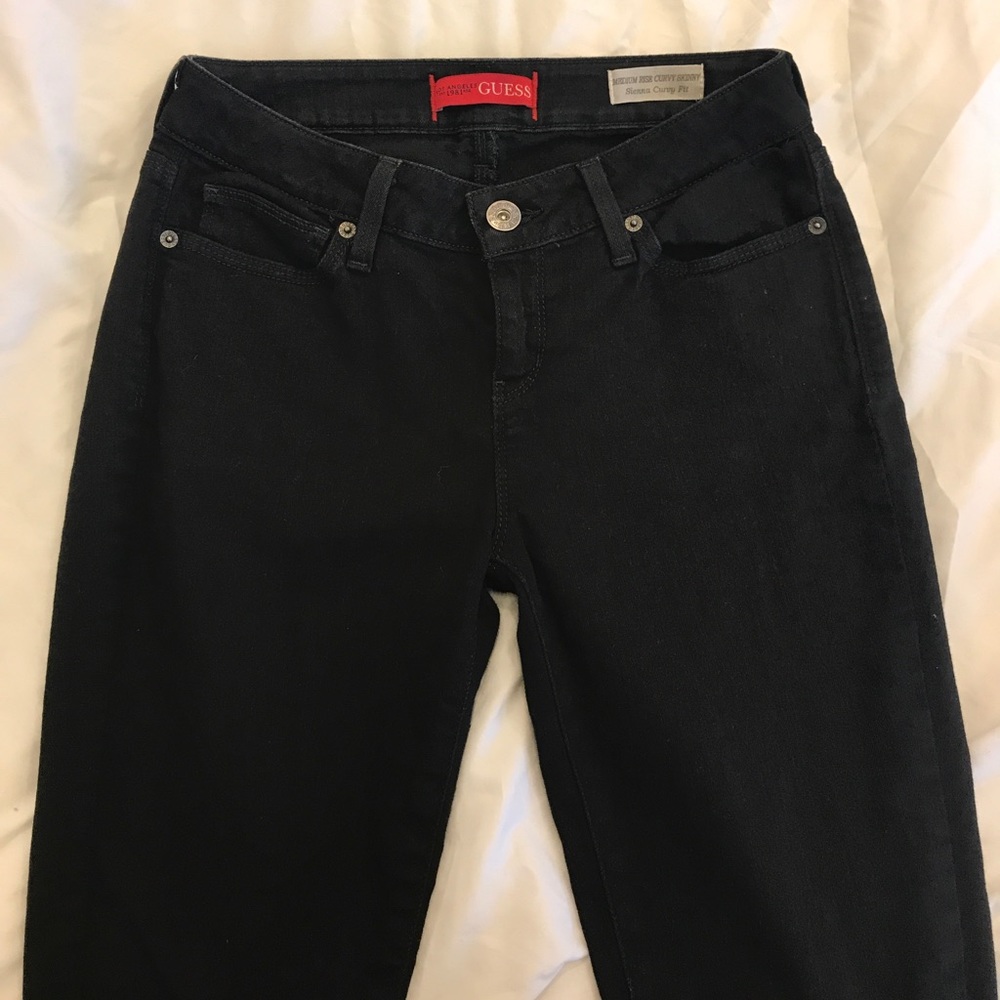 Guess black mid-rise skinny jeans