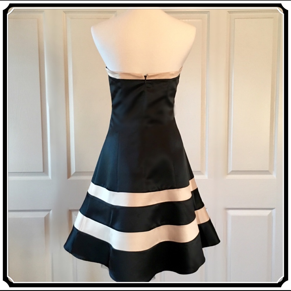 ✖️SOLD Jessica McClintock Strapless Dress Black Satin Bow Gown Tulle - Picture 2 of 8